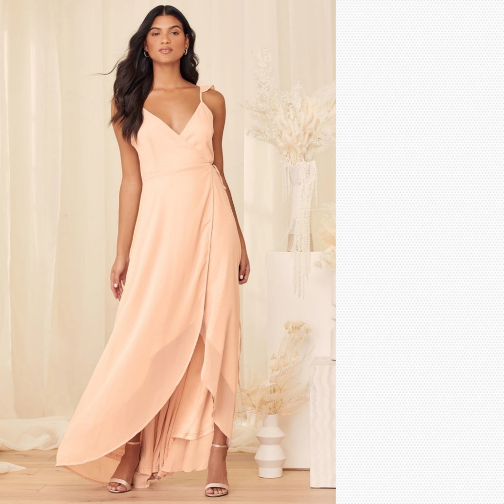 Lulu's Peach Maxi Wrap Dress